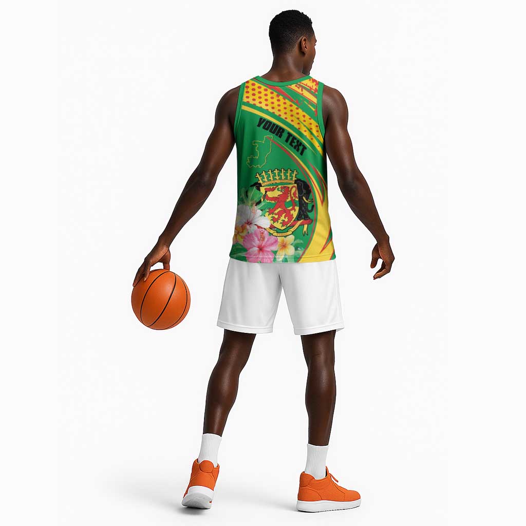 Personalized République du Congo Basketball Jersey Happy Republic Day - Grunge Style LT15