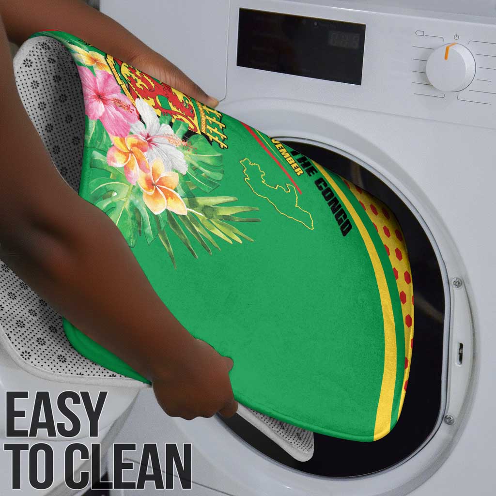 Congo Republic Day Bathroom Set Coat Of Arms With Tropical Flower