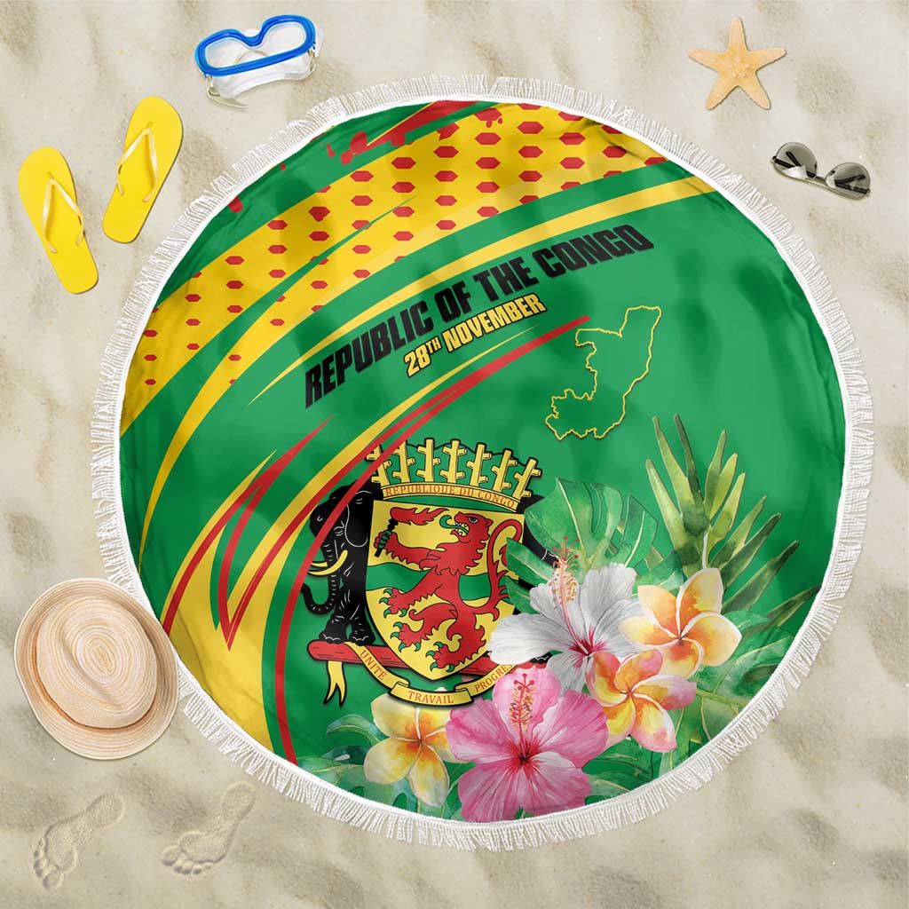 République du Congo Beach Blanket Happy Republic Day - Grunge Style - African Pride