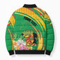 Personalized Congo Republic Day Bomber Puffer Jacket Coat Of Arms With Tropical Flower