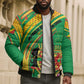 Personalized Congo Republic Day Bomber Puffer Jacket Coat Of Arms With Tropical Flower