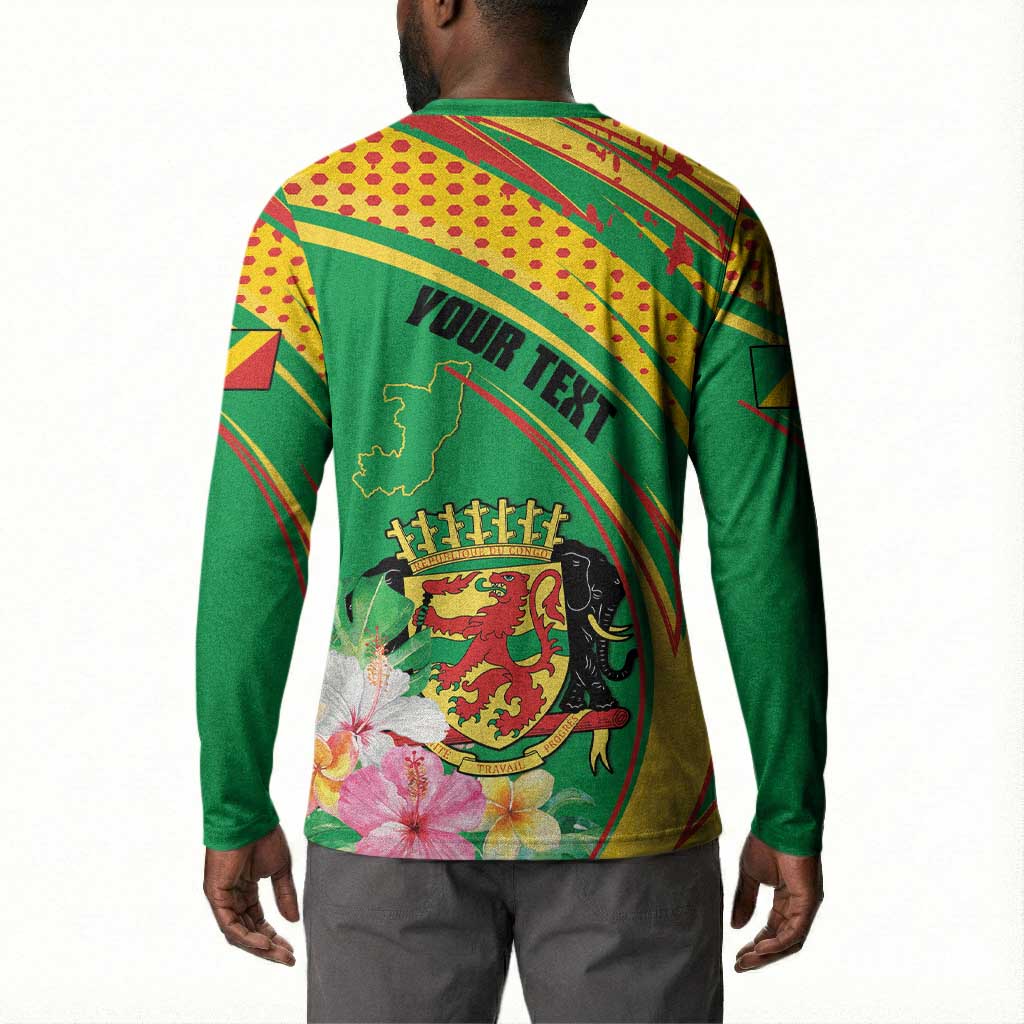 Personalized Congo Republic Day Button Sweatshirt Coat Of Arms With Tropical Flower