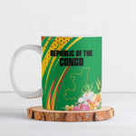 Personalized Congo Republic Day Ceramic Mug Coat Of Arms With Tropical Flower