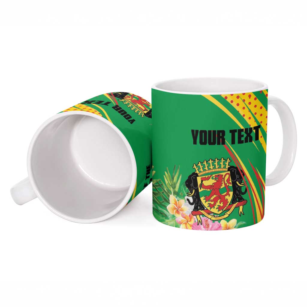 Personalized Congo Republic Day Ceramic Mug Coat Of Arms With Tropical Flower