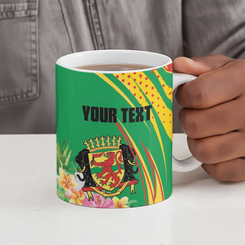 Personalized Congo Republic Day Ceramic Mug Coat Of Arms With Tropical Flower