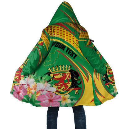 Personalized Congo Republic Day Cloak Coat Of Arms With Tropical Flower