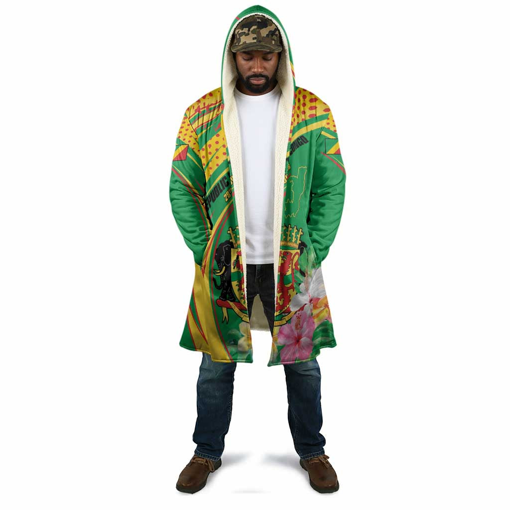 Personalized Congo Republic Day Cloak Coat Of Arms With Tropical Flower