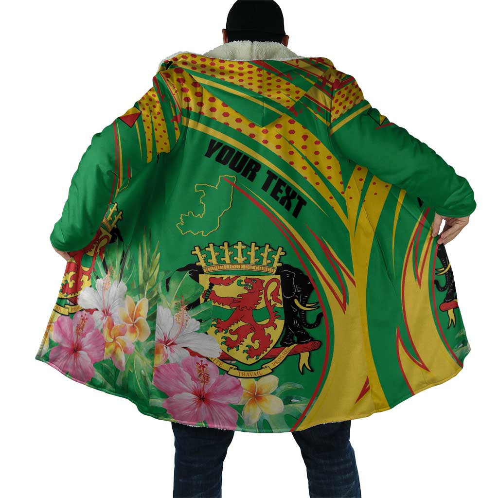 Personalized Congo Republic Day Cloak Coat Of Arms With Tropical Flower