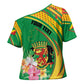 Personalized Congo Republic Day Cross Shoulder Shirt Coat Of Arms With Tropical Flower