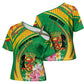 Personalized Congo Republic Day Cross Shoulder Shirt Coat Of Arms With Tropical Flower