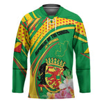 Personalized Congo Republic Day Hockey Jersey Coat Of Arms With Tropical Flower