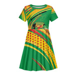 Personalized République du Congo Kid Short Sleeve Dress Happy Republic Day - Grunge Style - African Pride