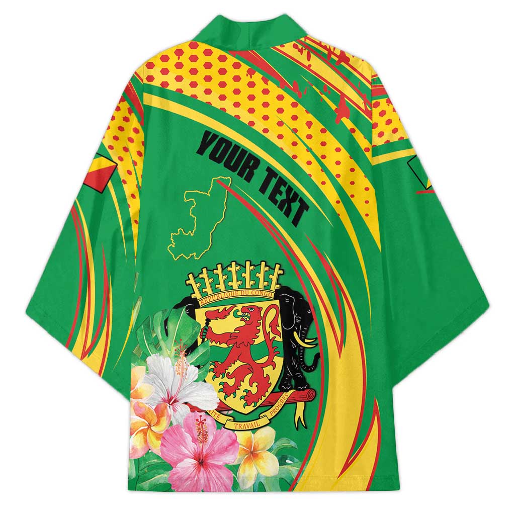 Personalized Congo Republic Day Kimono Coat Of Arms With Tropical Flower
