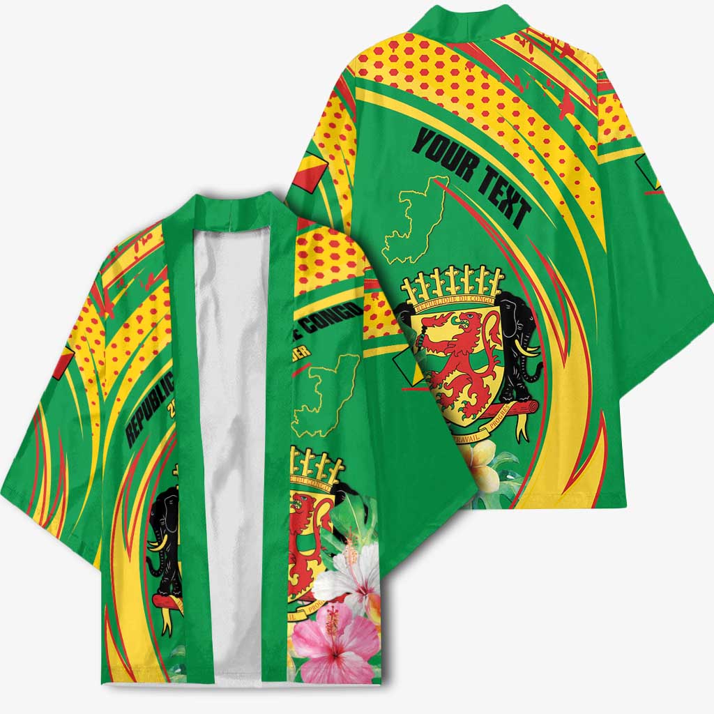 Personalized Congo Republic Day Kimono Coat Of Arms With Tropical Flower