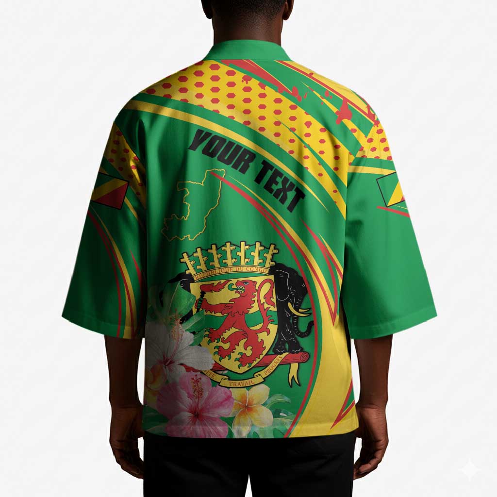 Personalized Congo Republic Day Kimono Coat Of Arms With Tropical Flower