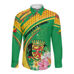 Personalized République du Congo Long Sleeve Button Shirt Happy Republic Day - Grunge Style - African Pride