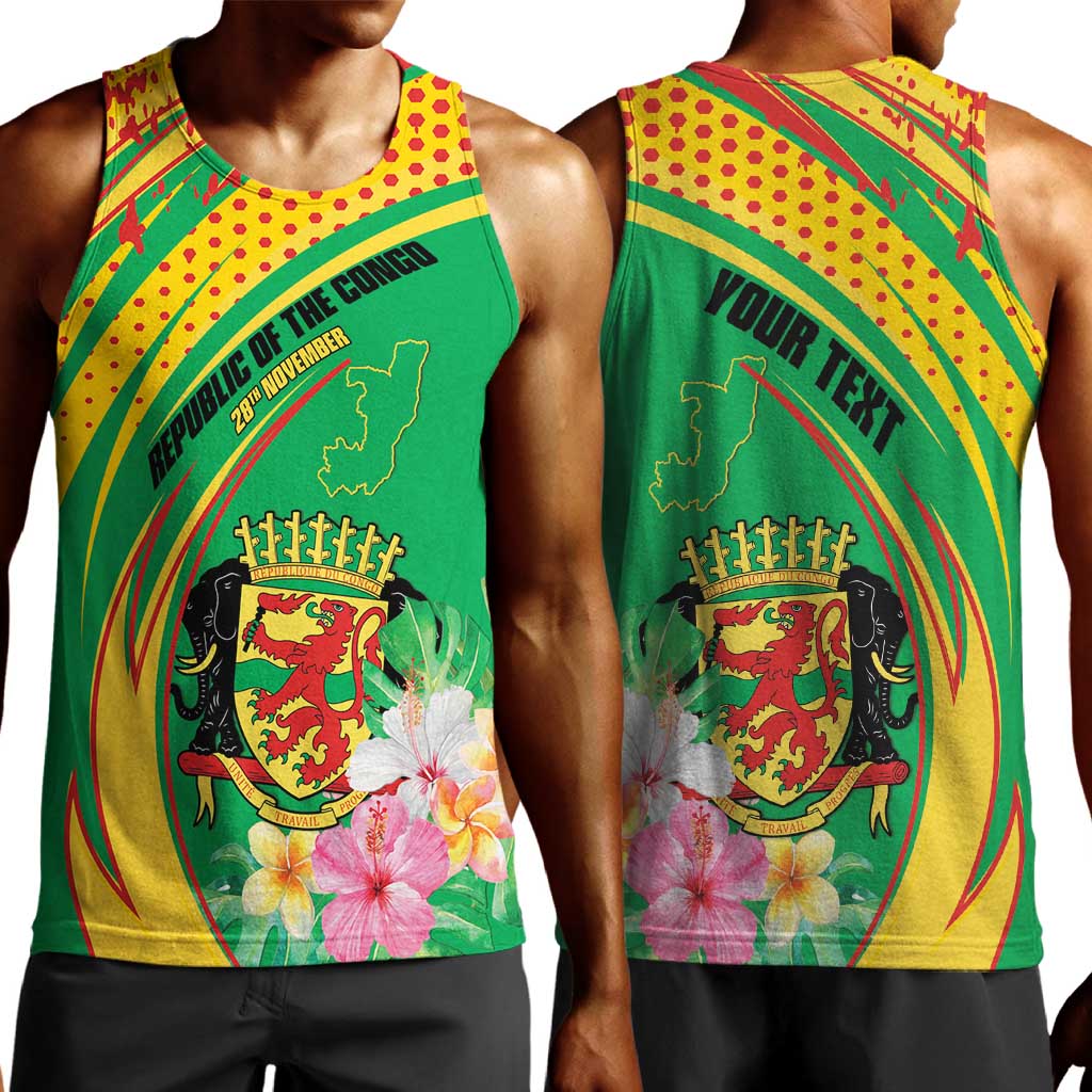 Personalized République du Congo Men Tank Top Happy Republic Day - Grunge Style - African Pride