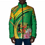 Personalized Congo Republic Day Padded Jacket Coat Of Arms With Tropical Flower