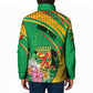 Personalized Congo Republic Day Padded Jacket Coat Of Arms With Tropical Flower