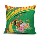Congo Republic Day Pillow Cover Coat Of Arms With Tropical Flower