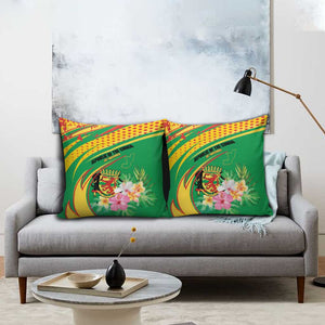 Congo Republic Day Pillow Cover Coat Of Arms With Tropical Flower
