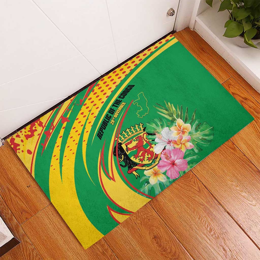 République du Congo Rubber Doormat Happy Republic Day - Grunge Style - African Pride