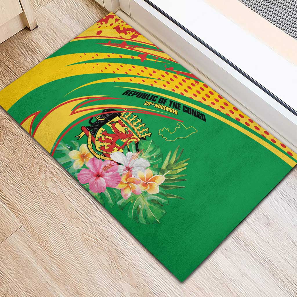 République du Congo Rubber Doormat Happy Republic Day - Grunge Style - African Pride