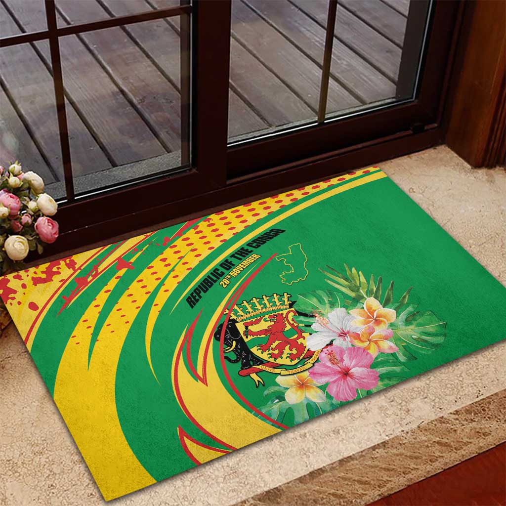 République du Congo Rubber Doormat Happy Republic Day - Grunge Style - African Pride