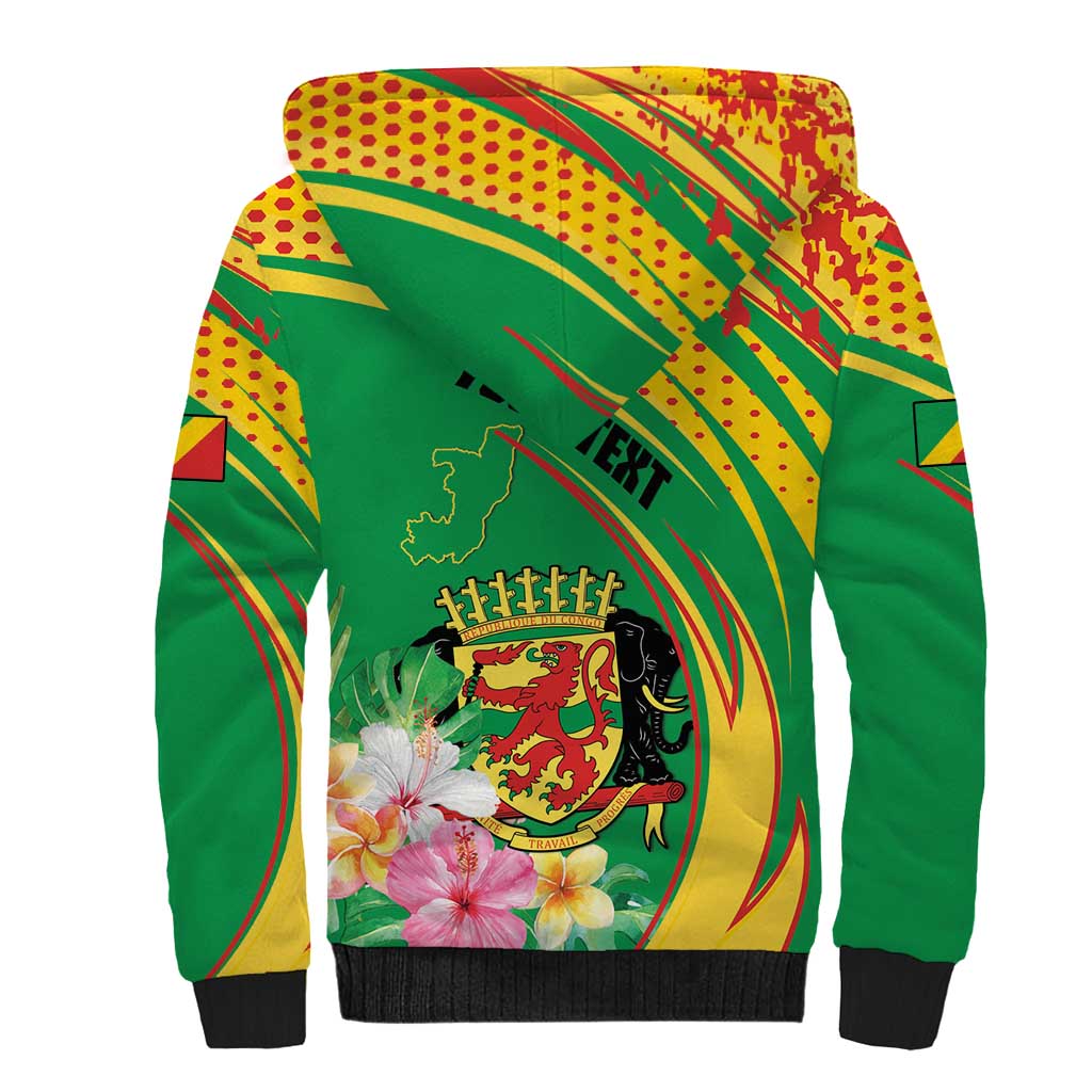 Personalized République du Congo Sherpa Hoodie Happy Republic Day - Grunge Style - African Pride