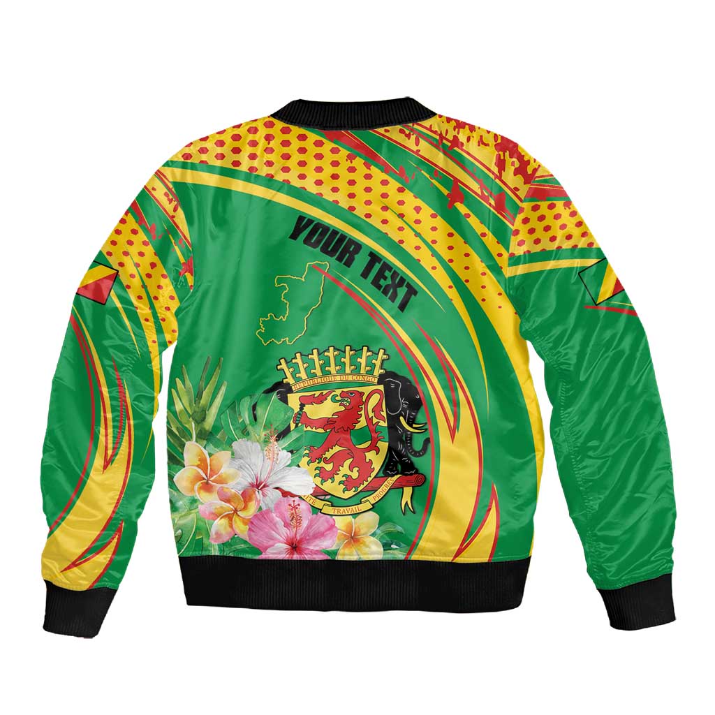 Personalized République du Congo Sleeve Zip Bomber Jacket Happy Republic Day - Grunge Style - African Pride