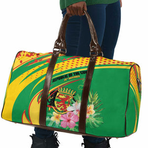 Congo Republic Day Travel Bag Coat Of Arms With Tropical Flower