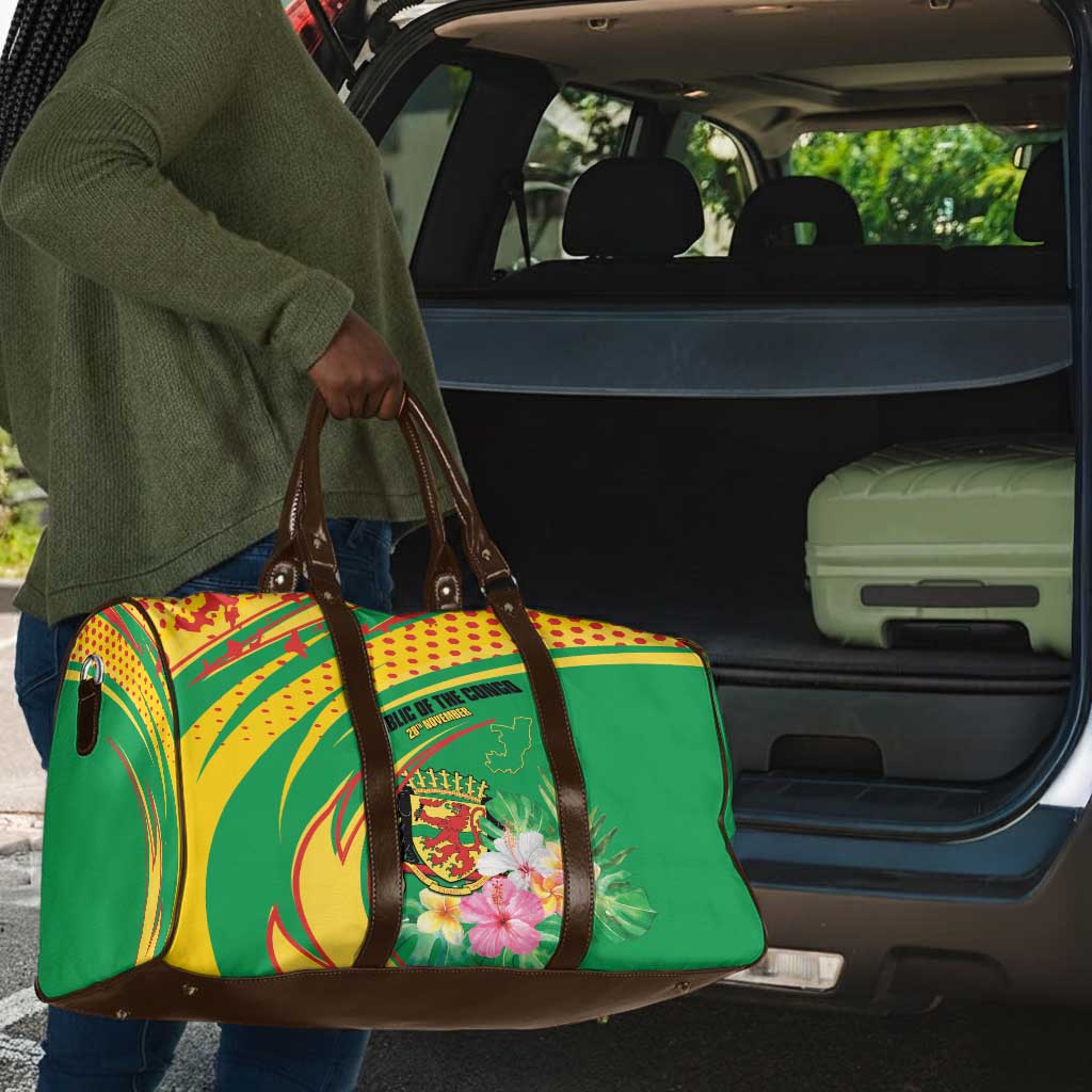Congo Republic Day Travel Bag Coat Of Arms With Tropical Flower
