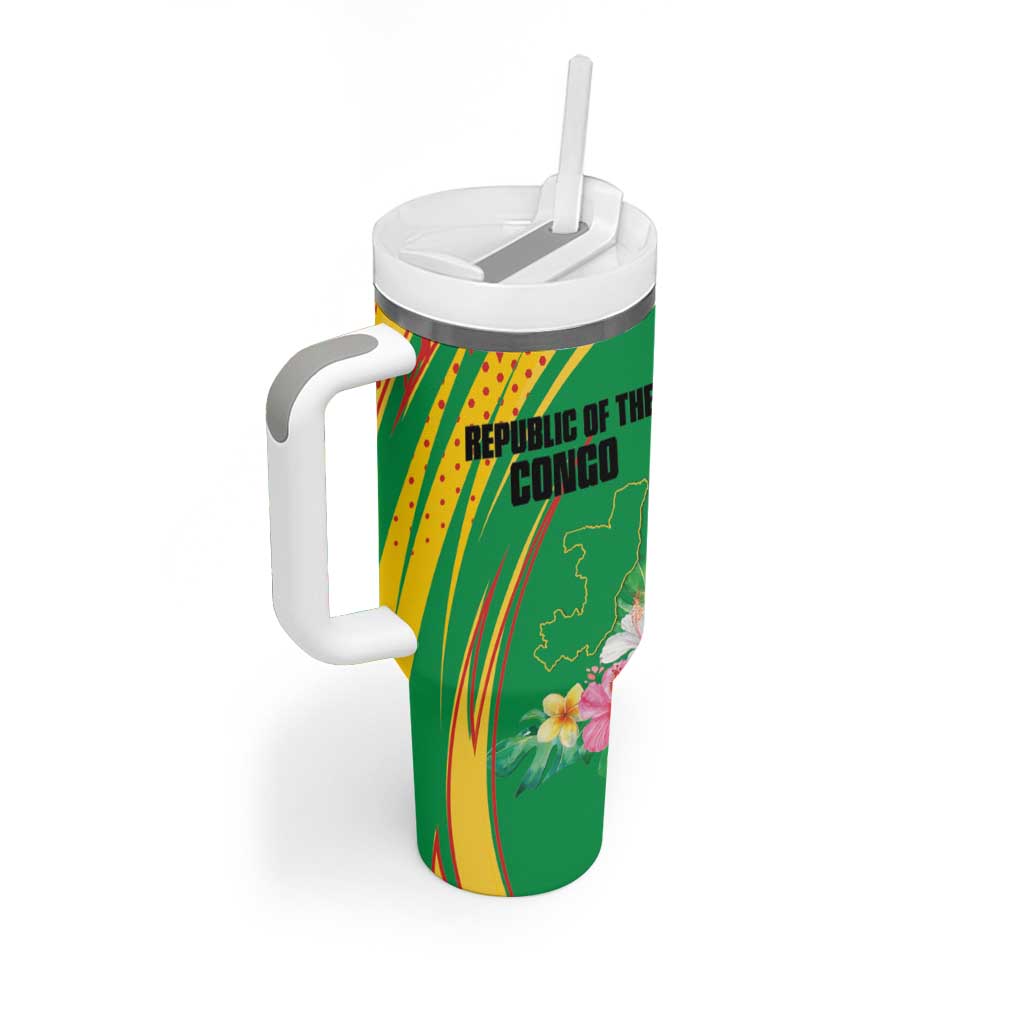 Personalized République du Congo Tumbler With Handle Happy Republic Day - Grunge Style - African Pride