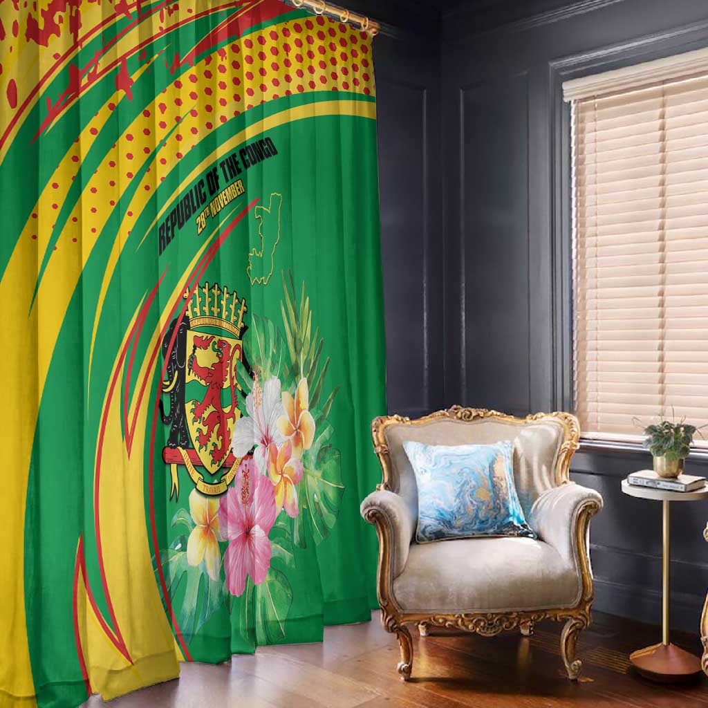 République du Congo Window Curtain Happy Republic Day - Grunge Style - African Pride