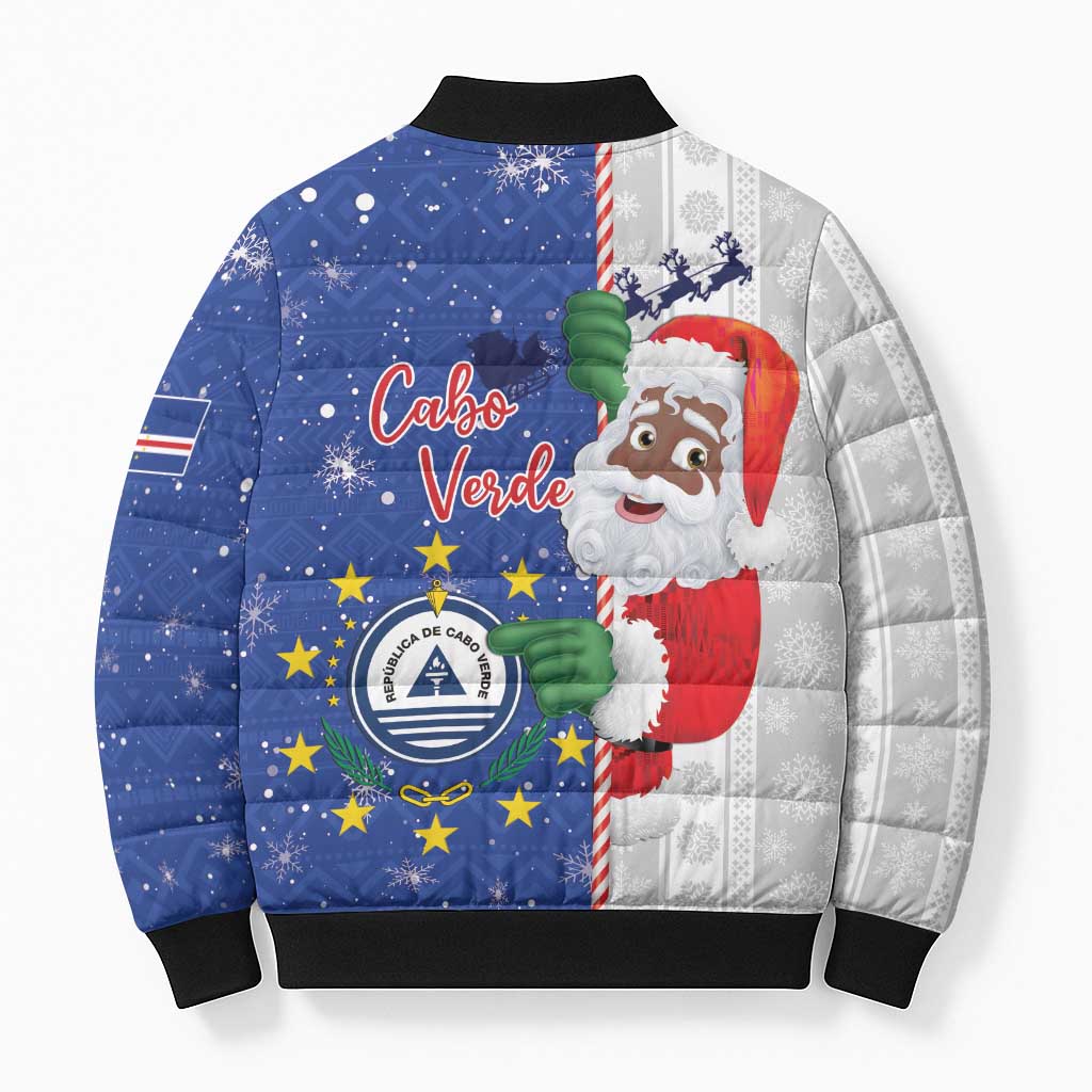 Cape Verde Christmas Bomber Puffer Jacket Black Santa Felix Natal