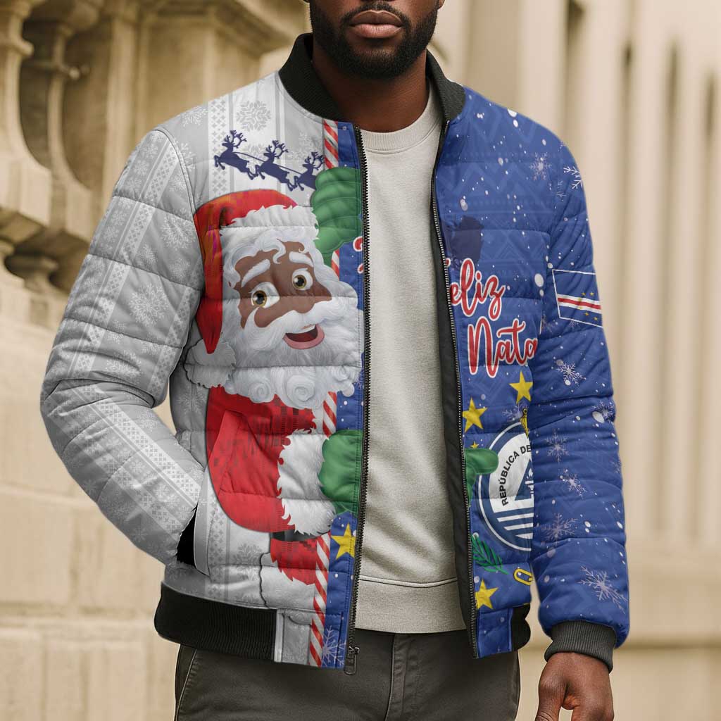 Cape Verde Christmas Bomber Puffer Jacket Black Santa Felix Natal