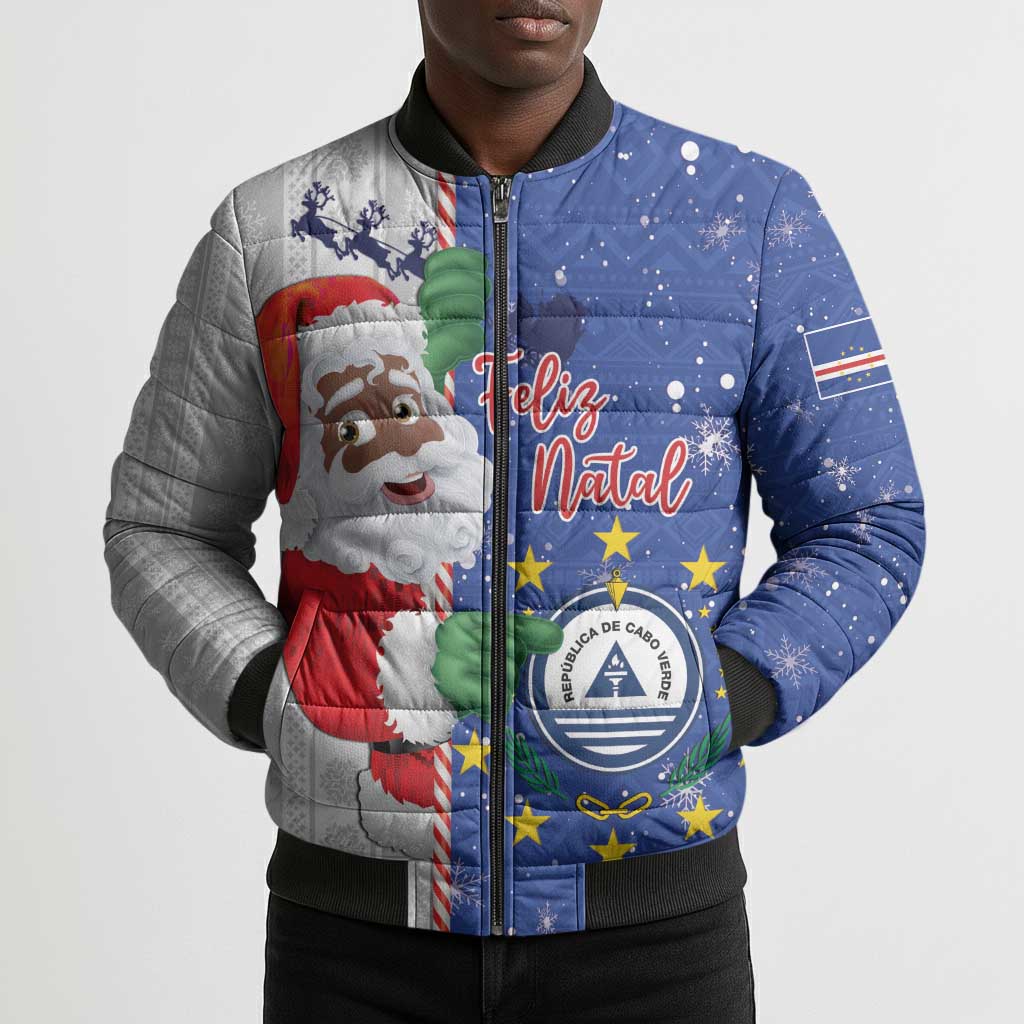 Cape Verde Christmas Bomber Puffer Jacket Black Santa Felix Natal