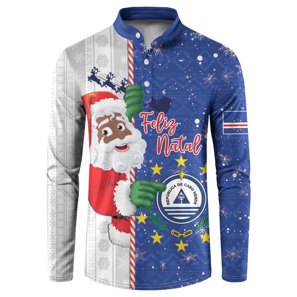 Cape Verde Christmas Button Sweatshirt Black Santa Felix Natal