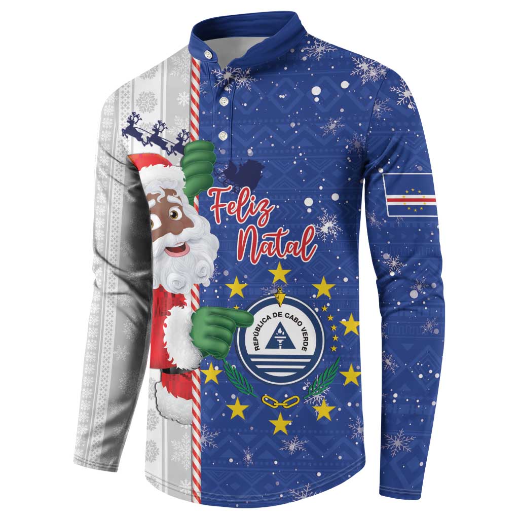 Cape Verde Christmas Button Sweatshirt Black Santa Felix Natal