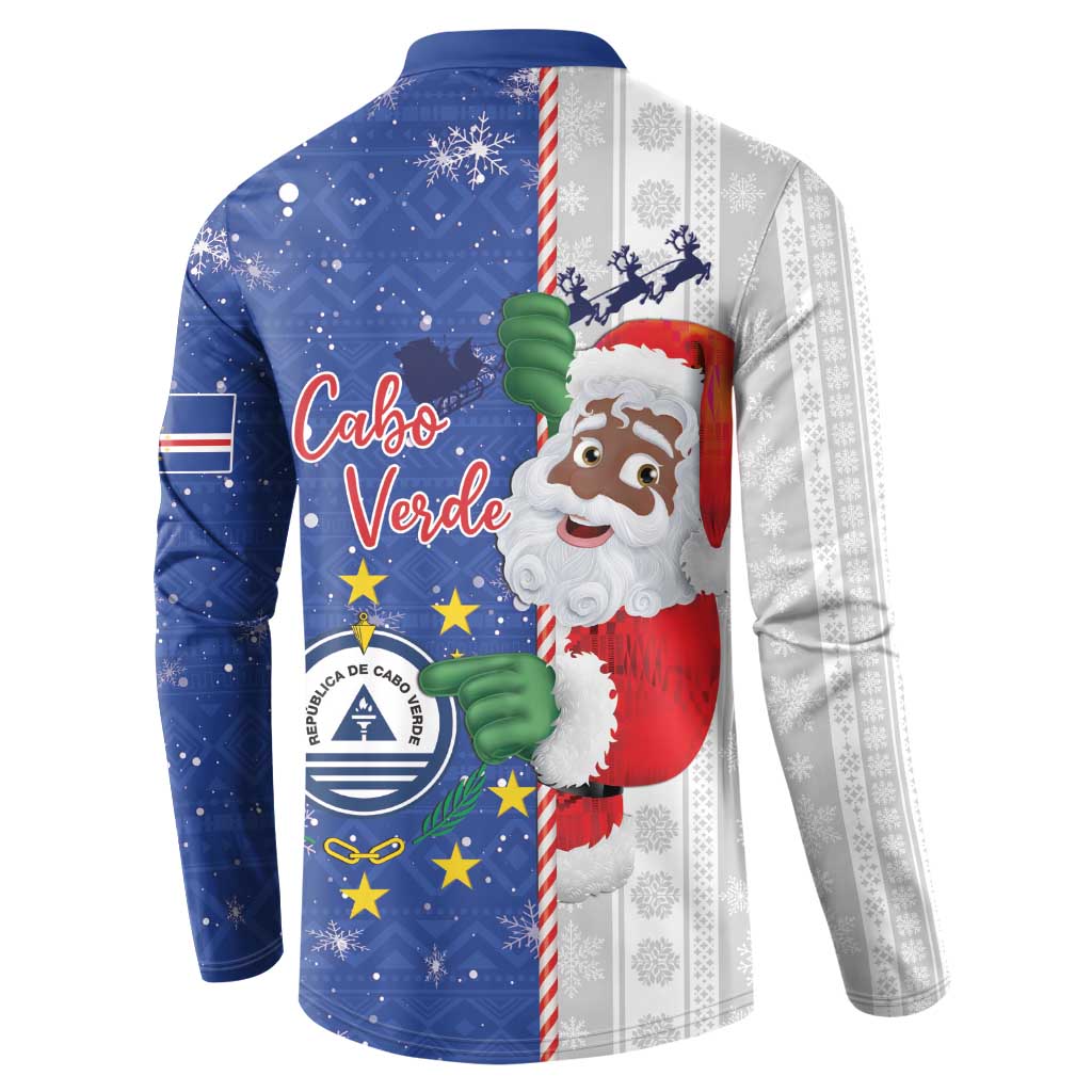 Cape Verde Christmas Button Sweatshirt Black Santa Felix Natal