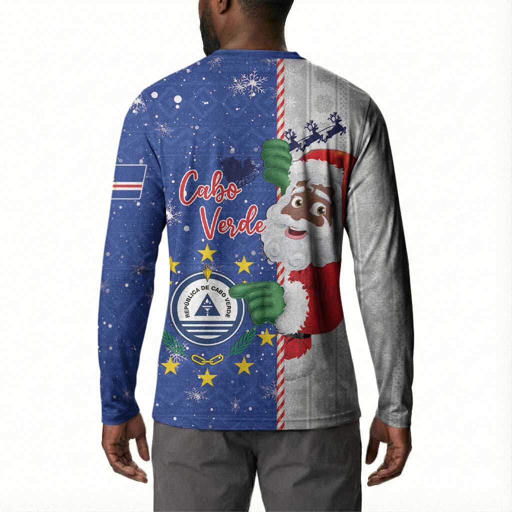 Cape Verde Christmas Button Sweatshirt Black Santa Felix Natal