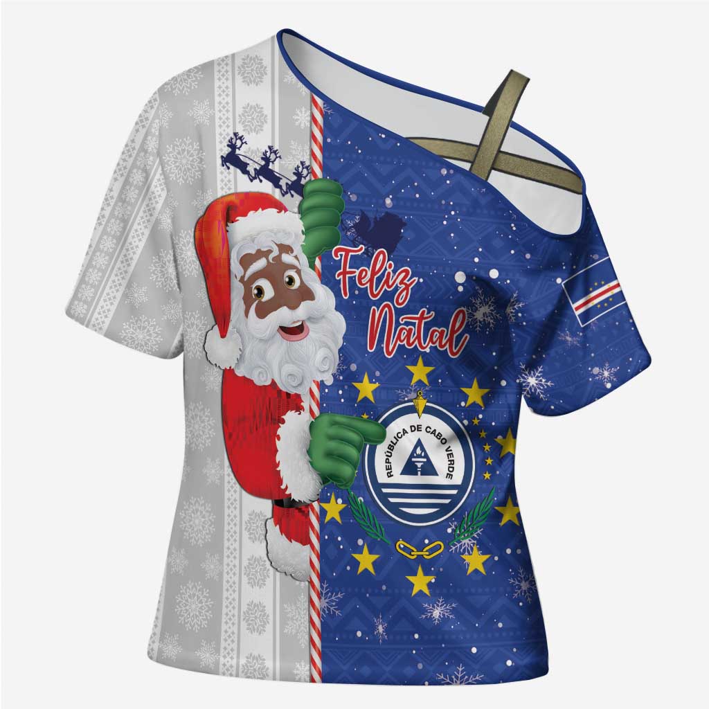 Cape Verde Christmas Cross Shoulder Shirt Black Santa Felix Natal