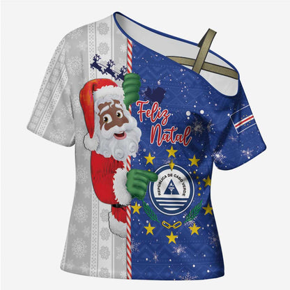 Cape Verde Christmas Cross Shoulder Shirt Black Santa Felix Natal