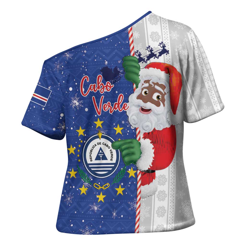 Cape Verde Christmas Cross Shoulder Shirt Black Santa Felix Natal