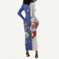 Afro Christmas in Cape Verde Long Sleeve Bodycon Dress Black Santa Felix Natal - African Pride