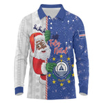 Afro Christmas in Cape Verde Long Sleeve Polo Shirt Black Santa Felix Natal - African Pride