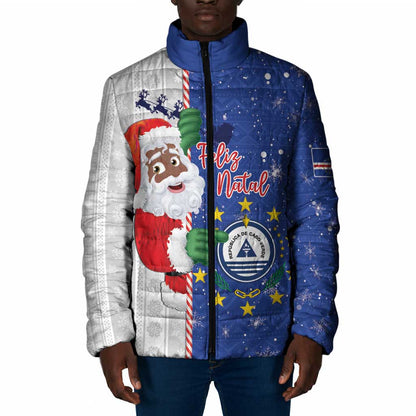 Cape Verde Christmas Padded Jacket Black Santa Felix Natal