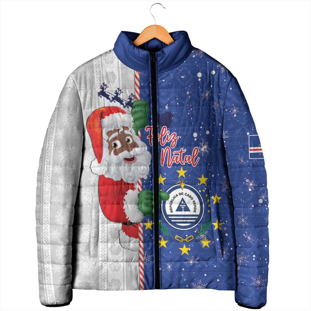 Cape Verde Christmas Padded Jacket Black Santa Felix Natal