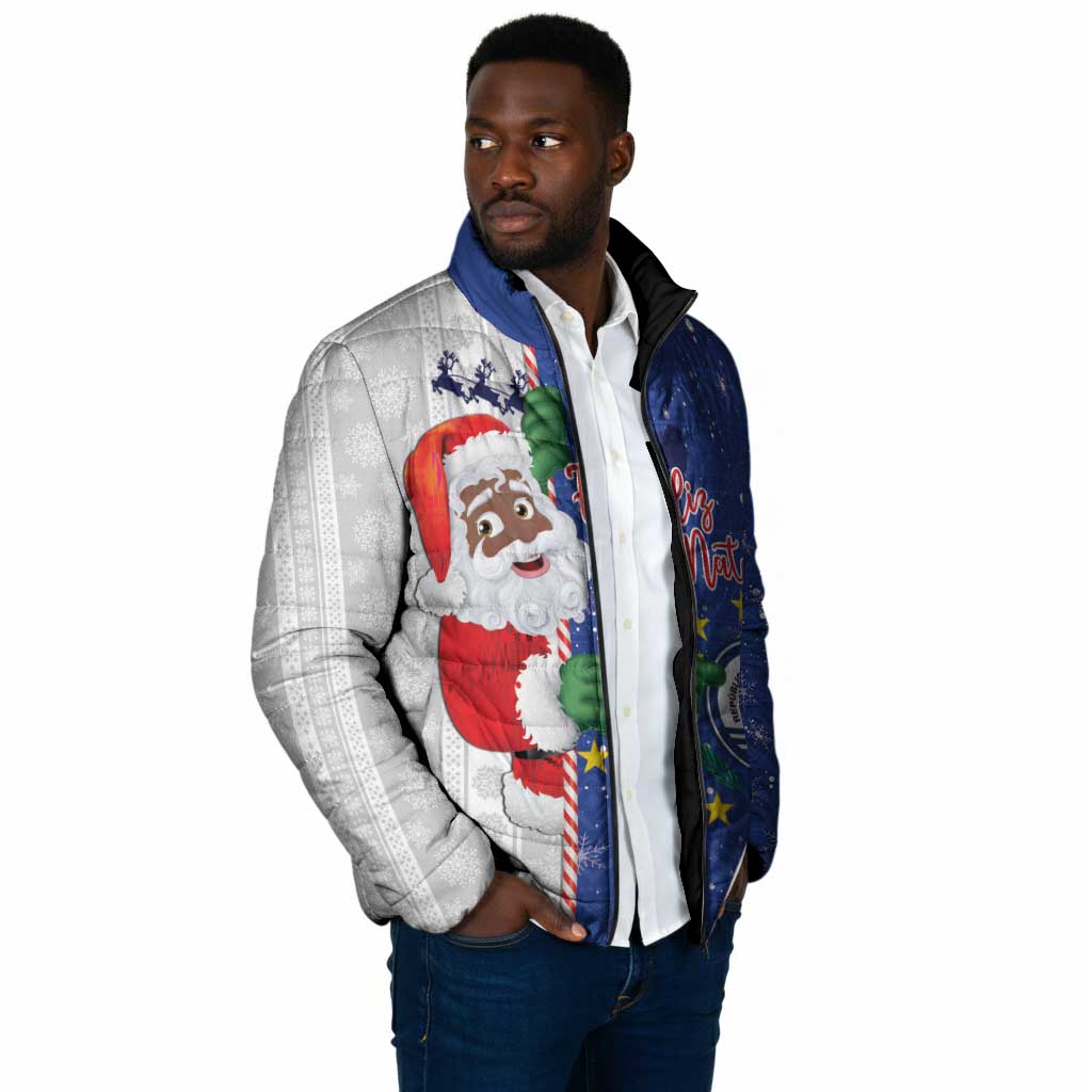 Cape Verde Christmas Padded Jacket Black Santa Felix Natal