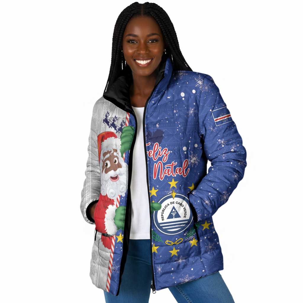 Cape Verde Christmas Padded Jacket Black Santa Felix Natal